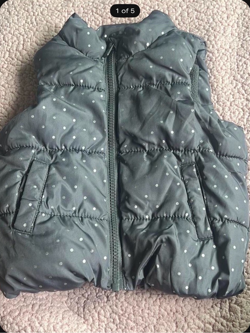 Old Navy Dark Gray Polka Dot Puffer Vest